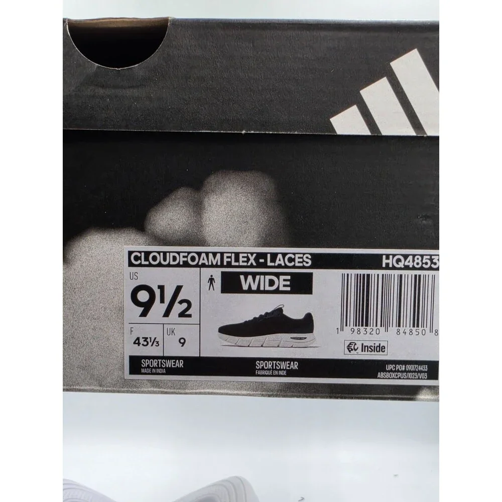 Adidas Cloudfoam Flex Laces Men’s 9.5 Wide Women’s 11 Navy Black HQ4853 NIB